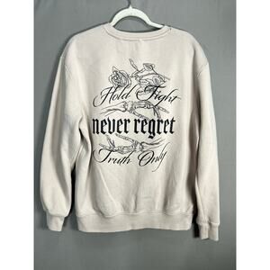 Divided Y2K Cream Never Regret Sweatshirt Mens L Streetwear Comfort Crew Rose